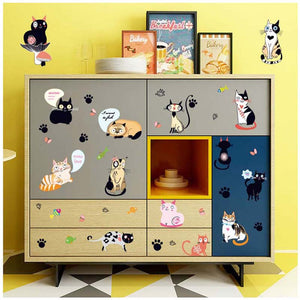 Cartoon Cat Vinyl Kitchen Wall Stickers
