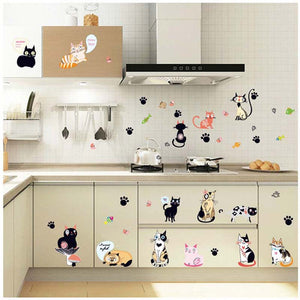 Cartoon Cat Vinyl Kitchen Wall Stickers